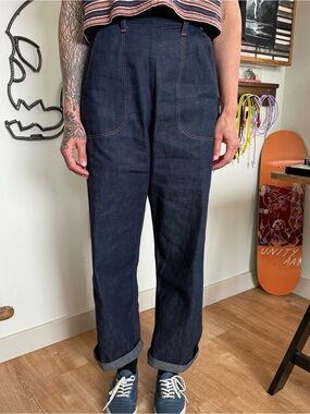 Vintage 50s Dark Denim Side Zip Jeans Jeanies by Blue Bell ~ Size Small